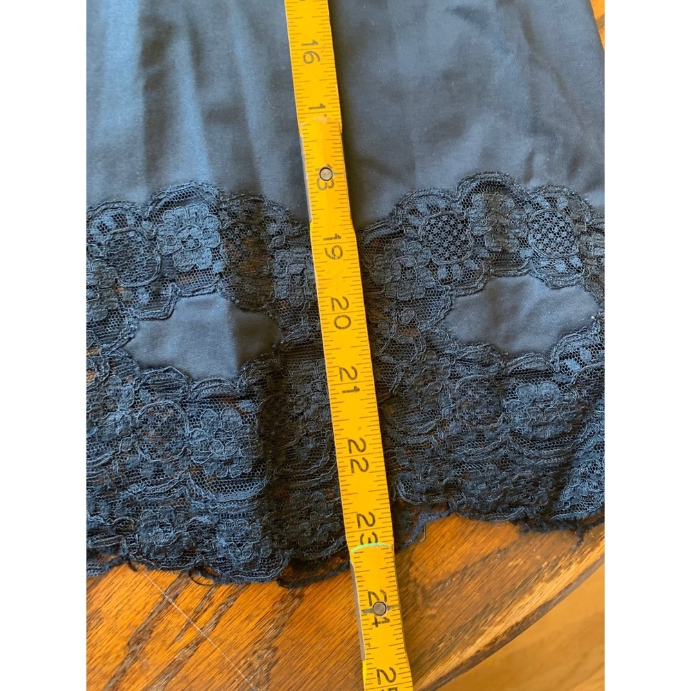 Vintage Van Raalte Suavette Black Nylon Half Slip Lace Hem Small Made in USA - Picture 5 of 7